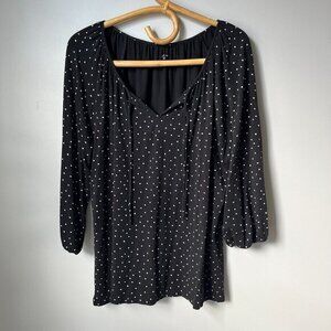 Garnet Hill Black Polka Dot Blouse Women's Large